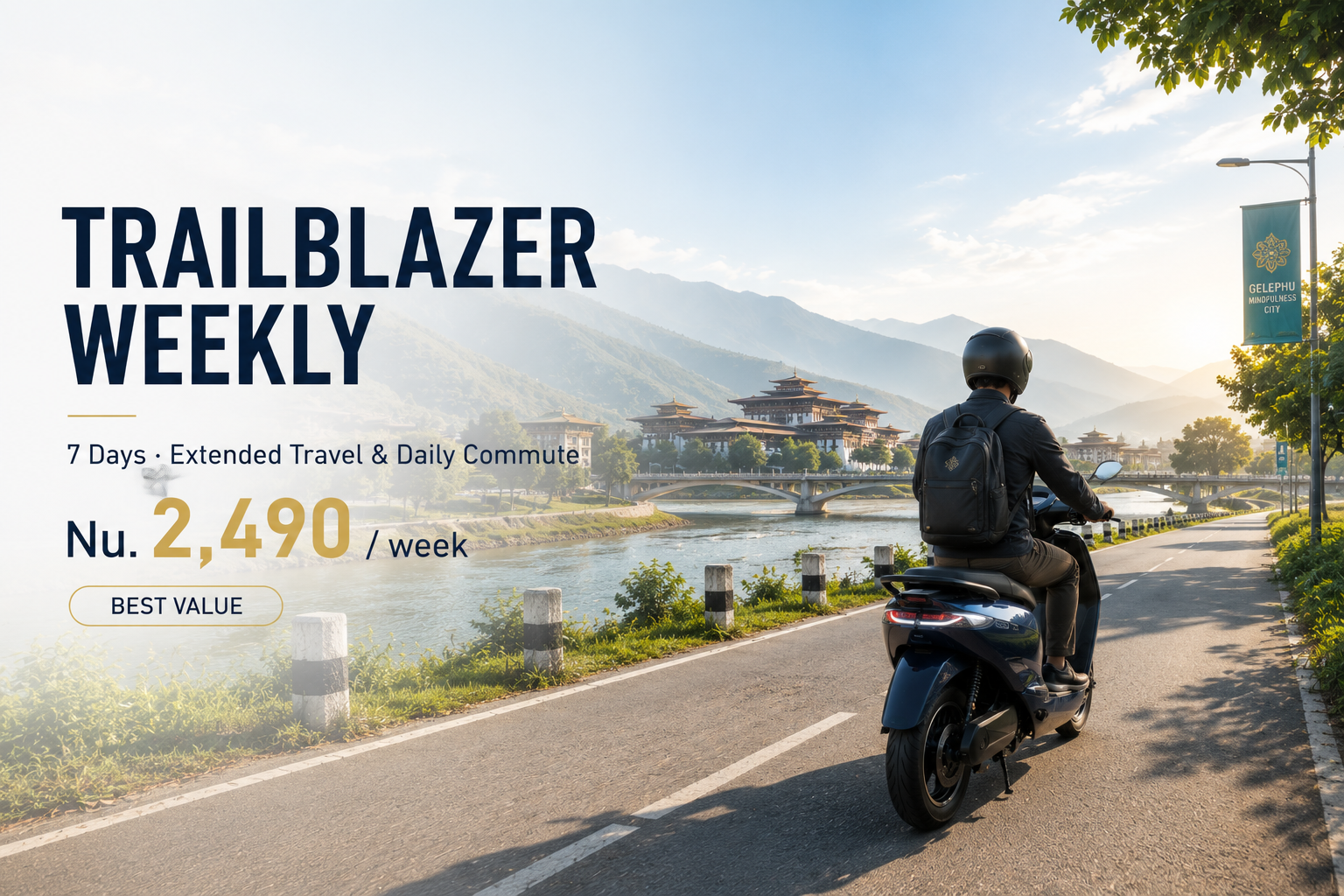Doya Rental Trailblazer Weekly electric scooter for extended travel in Bhutan